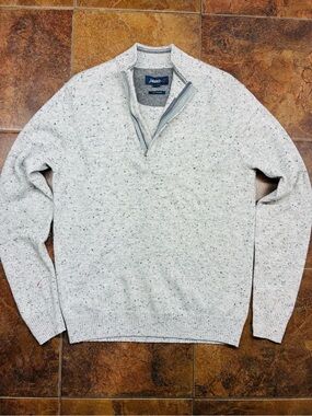 johnnie-O Cashmere Men's Speckled Light Gray Half-Zip Sweater